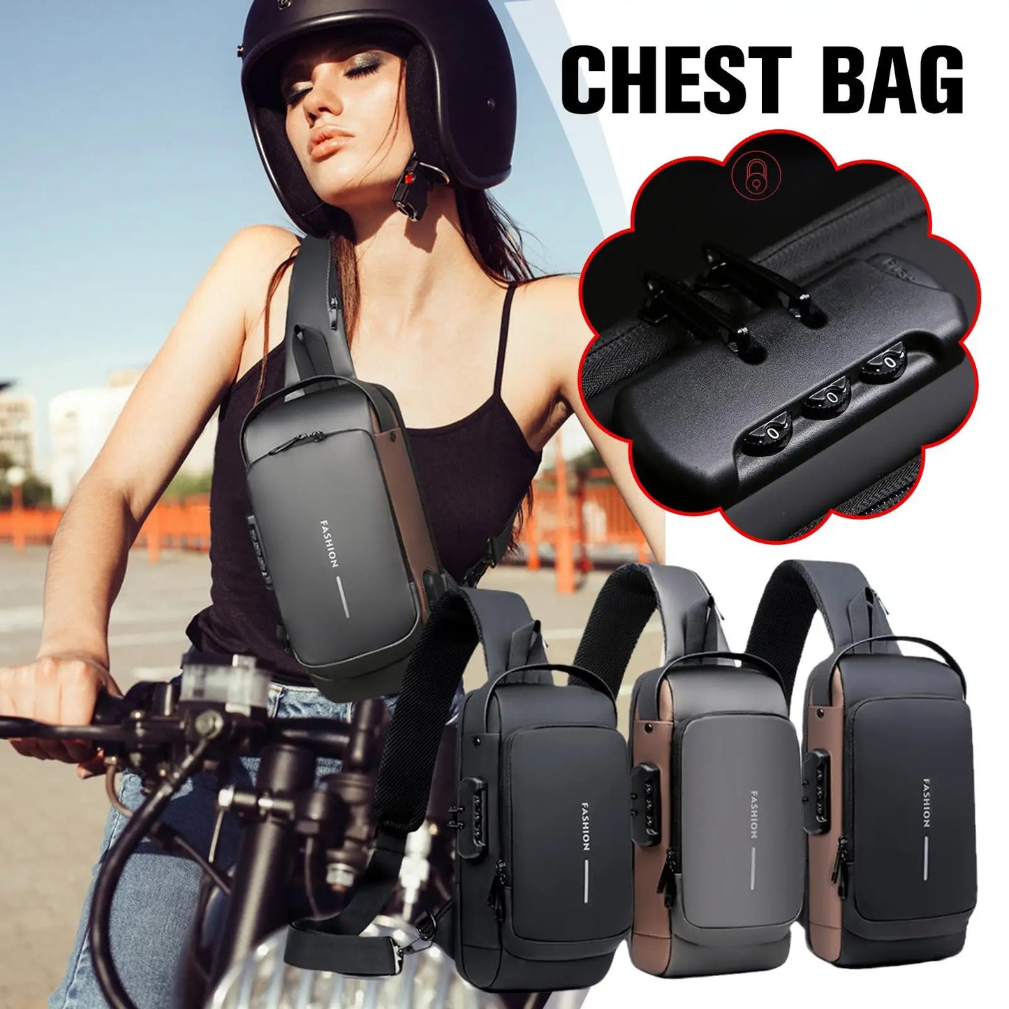 Jack™ Pro Anti Theft Waterproof Chest Bag (with USB Charging & Passcode Lock)